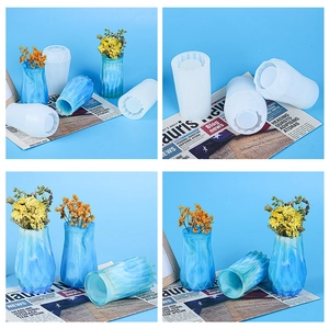 Stampi in silicone per vasi in resina con effetto marmo blu e fiori secchi decorativi
