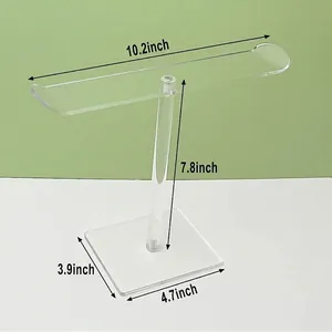 Acrylic Headband Holder Transparent T-Bar Hair Accessory Organizer Desktop Display Stand For Hairbands And Scrunchies