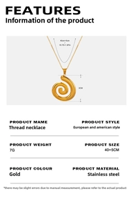 Detaillierte Produktmaße für die goldene Spiralhalskette aus robustem Edelstahl