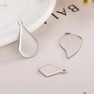Mirror polished stainless steel geometric charms in water drop heart and rhombus shapes