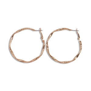 Minimalist gold geometric hoop earrings with hammered texture and twisted round design