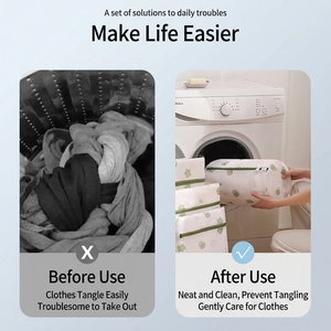 Fine mesh laundry bag set with floral print for washing machine protection against tangles