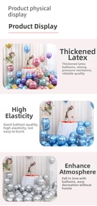 Detail of thickened 10-inch metallic latex balloons in rose gold and silver for parties