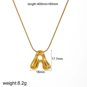 Irregular 18k gold plated stainless steel letter A pendant necklace for women
