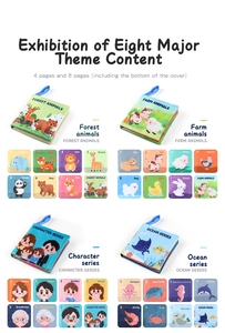 Lot de 4 livres en tissu doux pour bébé avec animaux de la forêt et thèmes de l'océan