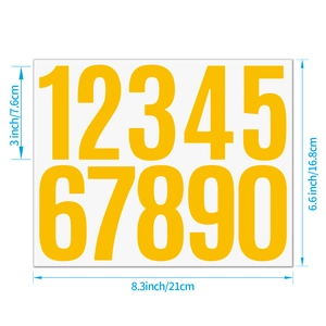 3 inch yellow vinyl mailbox number stickers with dimensional height markings