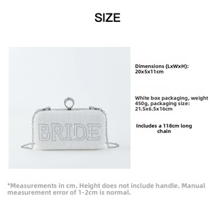 Detail view of the 20x5x11cm bride clutch with rhinestones and 118cm chain strap