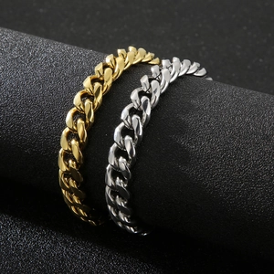 Stainless Steel Cuban Link Chain Bracelet Hip Hop Polished Minimalist Jewelry For Men And Women