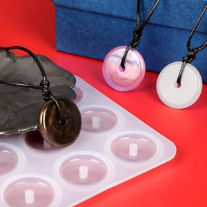 Three-color round safety buckle pendants with silicone molds and black woven neck cords