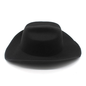 Classic black wool felt wide brim western cowboy hat in a minimalist fedora style