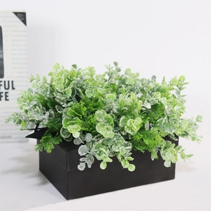 Artificial frosted eucalyptus wreath in black gift box for modern spring home wall decor