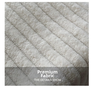 Macro shot of premium corduroy fabric texture showing soft off-white ribbed velvet details