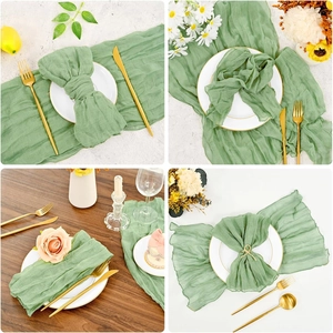Gauze Cheesecloth Napkins Wrinkled Crinkled Texture Bohemian Rustic Style For Wedding Party Dining Table Decoration Reusable