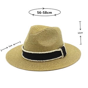 Detailed dimensions showing 56-58cm head circumference for this straw Panama hat