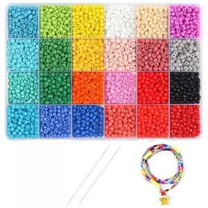 Kit perles de rocaille 24 couleurs pour bijoux DIY avec fil cristal et pendentif étoile