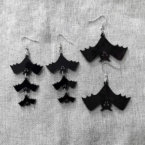 Black Bat Dangle Earrings Acrylic Novelty Halloween Jewelry For Women Men