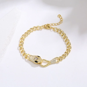 Elegant 18K gold plated snake-shaped bracelet with sparkling zircon stones in a sleek design