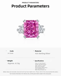 Détails du produit pour bague en argent S925 avec zircon rose taille fleur de glace