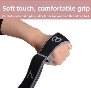 Detail of multi-loop yoga stretch strap with numbered sections for fitness and flexibility