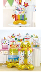 Standing cake and cupcake foil balloons set for colorful birthday party decoration