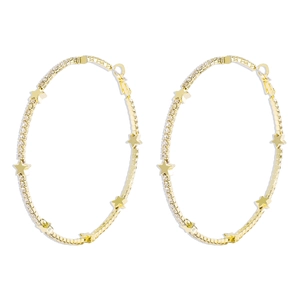 Orecchini a cerchio dorati oversize con strass scintillanti e ciondoli a stella