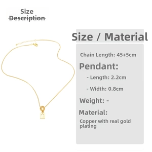 Detailed size chart for 18k gold plated necklace with 45+5cm chain and 2.2cm pendant