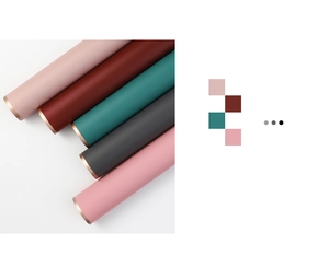 Papel de envolver flores impermeable con borde dorado en cinco colores vivos