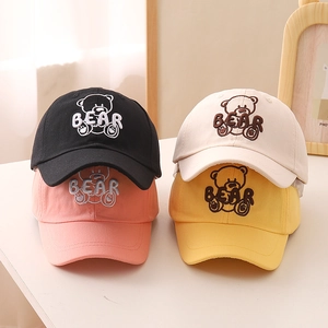 Kinder Baseballkappe mit süßer Bärenstickerei in Schwarz Rosa Beige und Gelb