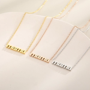 Collier Pendentif Lettre Mama Acier Inoxydable Bijoux Minimalistes Cadeau Fête Des Mères Pour Femmes Mode Élégant