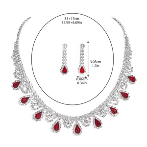 Spécifications de taille pour l'ensemble collier et boucles d'oreilles rouge goutte