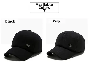 Winter-Baseballkappe in Schwarz und Grau mit warmem Gehörschutz und Ohrenklappen