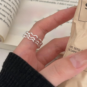 Layered Wave Ring 925 Sterling Silver Minimalist Elegant Geometric Jewelry For Women Fashion Accessory