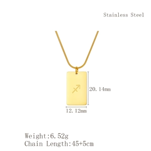 Detailed size specifications of 18K gold-plated Sagittarius zodiac pendant necklace