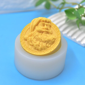 Christmas Santa Claus silicone mold set for DIY soap and candle making on blue background