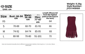 Tableau des tailles avec mesures poitrine, taille et hanches pour robe en tulle