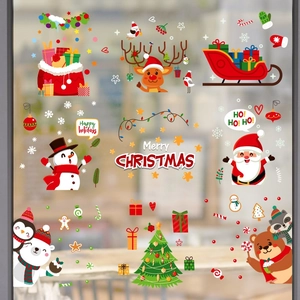 Festive Christmas static window stickers with Santa, reindeer and snowman decorations