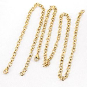 Lot de quatre chaînes croisées en acier inoxydable 304 plaqué or 18K avec fermoirs mousqueton
