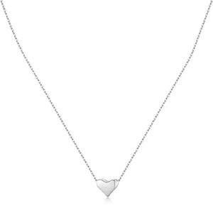 Polished S925 sterling silver heart pendant necklace on a delicate silver chain
