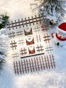 Detailed macro view of YT6462 Christmas plaid nail stickers with bow design patterns