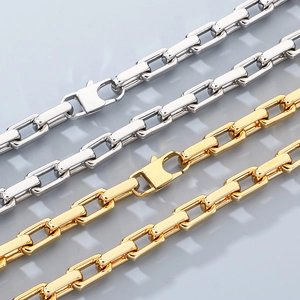 Men Necklace Stainless Steel Gold Plated Thick Chain Hip Hop Polished Geometric Jewelry For Boys Fashion Accessory