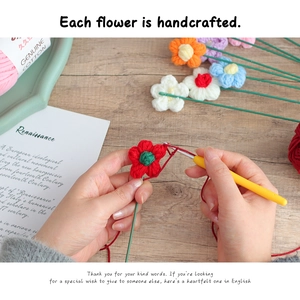 Handcrafted crochet puff flower bouquet made of premium genuine cotton yarn