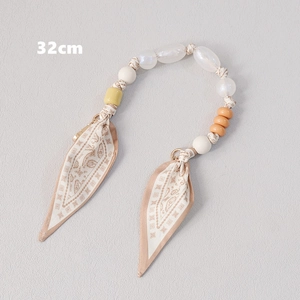 Detail of 32cm luxury pearl bead strap with silk scarf for handbags and phone cases