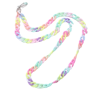 Colorful acrylic crossbody phone chain with silver lobster clasp and macaron bead links