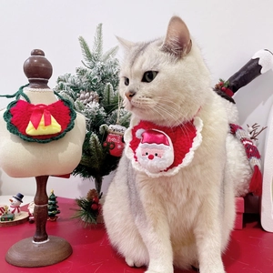 Christmas themed pet bib with Santa Claus and bell designs for cats and small dogs