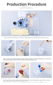 DIY resin casting kit details showing 3:1 ratio mixing instructions and silicone molds