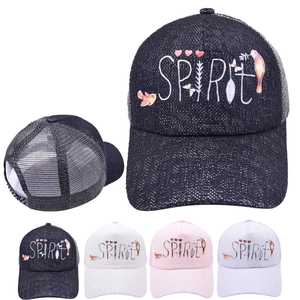 Spirit Letter Bird Heart Print Trucker Hat Mesh Breathable Cotton Baseball Cap Outdoor Sports Adjustable Snapback Sunshade