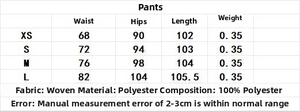 Detailed size chart for women's high-waisted straight trousers made of 100% polyester