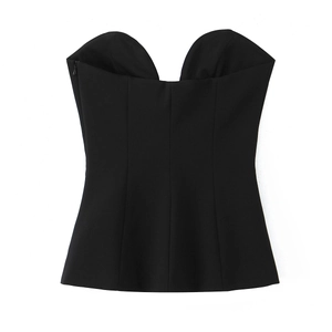 Women's black sweetheart neckline tube top with slim fit and backless design