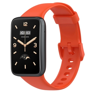 Orange silicone replacement strap for Xiaomi Band 7 Pro with rectangular black screen