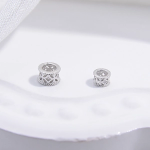 S925 sterling silver hollow spacer beads with vintage coin pattern for jewelry making